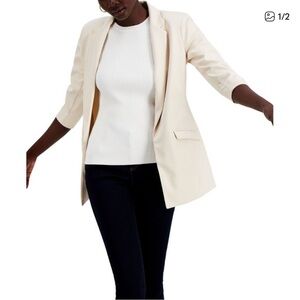 INC International Concepts Women's Light Cream Blazer